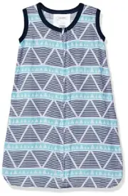 Bacati Liam Triangles 100% Cotton Breathable Muslin Sleeping Bag, Aqua/Navy, ...