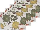 SET OF 4 SAME LINEN FABRIC PRINTED PLACEMATS 12"x18", MULTICOLOR FLOWERS # 6, BH