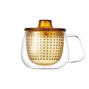 Kinto Unitea 350ml/12.2cm Unimug Glass Cup Tea Drink Mug w/ Strainer/Lid Yellow
