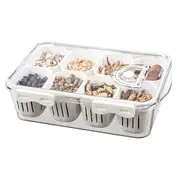 Divided Serving Tray with Lid 8 Compartment Veggies Tray Portable Square Snackle Box Stackable Trav