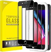 JETech Full Coverage Screen Protector for iPhone 8 Plus/7 Plus 5.5-Inch, Black Edge Tempered Glass Film with Easy Installation Tool, Case-Friendly, HD Clear, 3-Pack (Black)