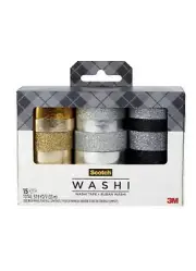 Scotch 15pk Washi Tape: Decorative Gold & Glitter Adhesive for Art & Stationery