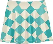 [FRODOTGV] Turquoise Checkerboards Girls Athletic Skirt with Built in Shorts Skorts for Girl Cheer Skirt
