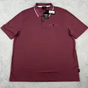 Ted Baker London Mens Cotton Blend Slub Slim Fit Polo Shirt Size 6 (2XL) Maroon