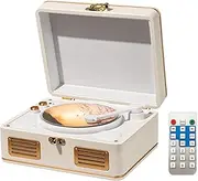 MANAYO Retro Portable CD Player with Bluetooth, Rechargeable Small Portable CD Player with Speakers, Support AUX/USB CD Music Player with Remote Control (White)