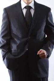 MENS 2 BUTTON SUPERIOR 150S P/R WoolFeel NAVY 3PC VSTD SUIT SML-60512W-60503-NAV
