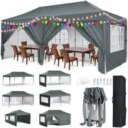 Advwin 3x6m Pop Up Canopy Tent with 6 Sidewalls, Gray
