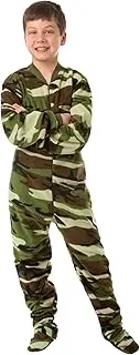 [BIG FEET PAJAMA CO.] Big Feet Pjs Kids Green Camo Fleece Boys Footed Pajamas Onesie Sleeper
