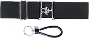 [Dielianyi] 1.5-inch Elastic Equestrian Belt with Stretchable Waist Belt with Surcingle Buckle Horses Leather Key Strap Riding Belt for Horseback Equestrian Sports, Black