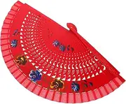 GREENADSCAPE Elegant Spanish Wooden Fan Large Folding Hand Fan Red Hand Fans for Gypsy Dance Shows