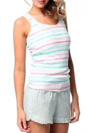 Rib Lace Stripe Singlet--PAP-7025