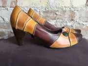 Spring Step Sauci Two Tone Leather Pumps (Tan & Purple)