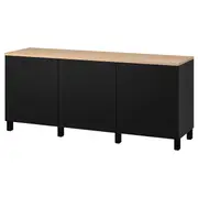 BESTÅ storage combination with doors, black/Lappviken/Stubbarp black, 180x42x76 cm