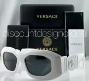 Versace Geometric Medusa Sunglasses VE4425U 5438/87 White Frame Dark Gray Lens