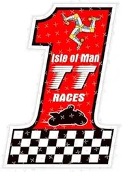 ISLE of Man Bike Racing No.1, Manx Motorcycle Street Races Number One, 100mm (Approx. 4") Vinyl Bike-Helmet Sticker, Decal