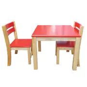 Red Top Timber children Table 60 x 60 cm with 2 Matching Chairs