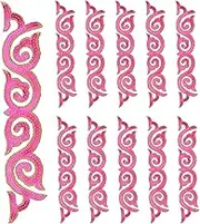 uxcell 10 Pack 9.4" Embroidery Sequin Appliques for Sewing, Embroidered Applique with Gold Trimming Floral Sew Iron on Patch for DIY Sewing Crafts Wedding Clothing Decor, Rose Red