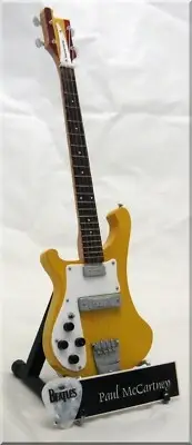 PAUL McCARTNEY Miniature Bass Guitar Replica Beatles w/ Guitar Pick