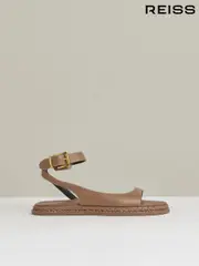 Reiss Tan Gabi Leather Plait Detail Sandals (140817) | $325