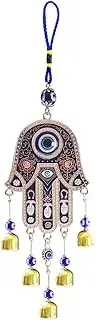 Zingtsing Evil Eye Wind Chimes Evil Eye Wall Hanging Decor Hamsa Hand Hanging Ornament Lucky Wind Bells Sun Moon Hanging Decor (Hamsa Hand)