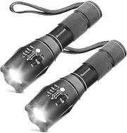 [2 Packs] LED Torches, OUYOOOO High Lumens XML T6 Flashlights with Adjustable Focus and 5 Light Modes, Water Resistant Torch for Emergency, Power Outage, Camping, Hiking