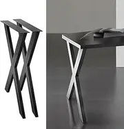 Artiss Table Legs, Set of 2 Metal Dining Coffee Desk Bench Leg Home Office Kitchen Work Furniture, with Feet Pads 200kg Capacity Pre-drilled Holes 71 x 60cm Black