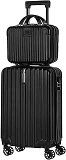 [HarmonyBliss] Airline Approved Travel Set 2 Piece Luggage & Makeup Case Compact & Stylish Black, Black, 20", Modern, Black, 20", Modern