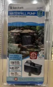 Waterfall Pump Auto-Shutoff 1250GPH 50W 7218510 Beckett Submersible Pond