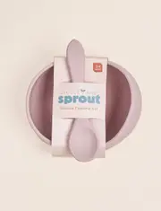 Giggle & Sprout Silicone Bowl & Spoon - Pink