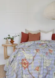 Kantha Quilt Indian Quilt Block Print Quilt Bedspread Bohemian Boho Cotton Throw Quilt Handmade Blanket Doona King Size 055