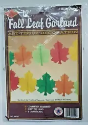 1989 Beistle 12" Fall Leaf Garland Art Tissue Decoration New In Packaging