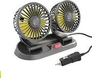 Car Fan 12V, Electric Car Cooling Fan with 360 Degree Adjustable Dual Head Cigarette Lighter Plug,Low Noise Automobile Vehicle Fan for Car Truck Van SUV RV Boat