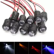 10x 12V 10mm Pre-Wired Constant LED Bright Water Clear Bulb Cable Prewired Lamp
