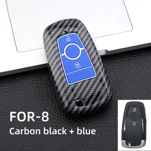 福特野馬 2018 EcoSport 2 3 4 按鈕遙控鑰匙殼蓋鑰匙包鑰匙扣汽車碳纖維 ABS 汽車鑰匙包