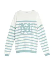 Logo striped pullover XL White