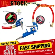Portable Tire Inflator Digital Tire Pressure Gauge Lock On Air Chuck Wheel Tool