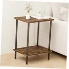 2-Tier End Table, Small Space Side Table, Steel Frame Nightstand for Tiny