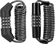 ROCKBROS Motorcycle Helmet Lock, Bike Helmet Lock, 4 Digit Little Cable Lock, Retractable Luggage Lock, Stroller Lock, 0.18 * 59inch (Black), 2Pcs