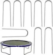 Trampoline Ground Stakes - Camping Tent Nails - Heavy Duty Metal U Shaped Ground Stakes for Trampoline Fence Gardening Tent, Set of 8