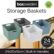 24 x Plastic Storage Basket with Handles | Home Organisation Container Tub