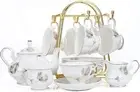 CHENP.HMC Porcelain Ceramic 22-Piece Tea Set, Teapot and Cup Set, 30.7 Ounces,