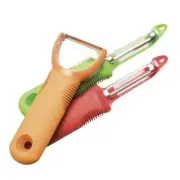 3 Piece Peeler Set Orange-Julienne Green-Swivel Red-Serrated