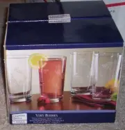 MIKASA VERY BERRIES Highball Whiskey Glasses Set of 4 New in Box