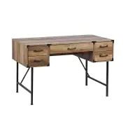 Maestro Furniture Oxford Computer Study Office Writing Desk 120cm 5-Drawers Rustic Oak