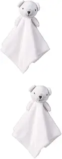 Totority 2pcs Plush Toy Towels Towls Comforter Teething Comforter Blanket Compagnie Toy Muslin Blanket Soother Blanket Animal Comfort Blanket Soothing White