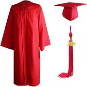 [Generic] Graduation Gown Cap Tassel Set, Matte Graduation Cap Gown 2021 Year Ornament, Breathable Graduation Outfit for Adult Men Women