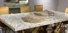Crystal Dining Table, White Agate Table Top, Gemstone Hallway Furniture Decors