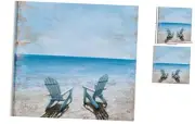 GALLERIEWALLA Beach Chair Canvas Wall Art - Blue Ocean Painting for Living