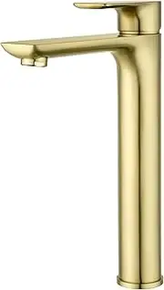 ACA International WELS Bathroom Tap 29cm Tall Basin Mixer Tap Counter Top Vanity Sink Taps Faucet Solid Brass(Yellow Gold)