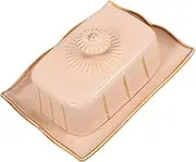 LAPYAPPE Ceramic Butter Keeper Container with Cover Vintage Style Countertop Butter Dish for Fridge Multi Purpose for Cheese Desserts Easy to Clean Design